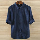 New Designer Italy Style 100% Linen Long-sleeved Shirt Men Brand Casual 5 Colors Solid White Shirts For Men Top Camisa Chemise