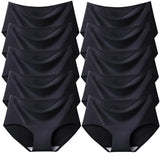 TrowBridge 10PCS/Set Women's Panties Solid Seamless Underwear Plus Size Comfortable Briefs Silk Satin Lingerie Health Underpants