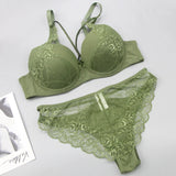 2021 New Sexy Women BCD Cup Bra Sets Lace Thong Hollow Out Underwear Panties Intimante Brief Female Girls Lingerie