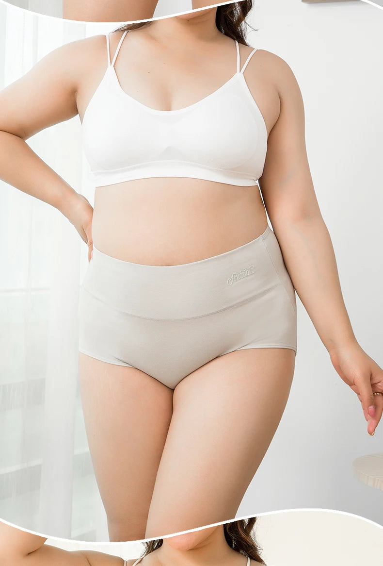 4Pcs/Set High Waist Cotton Panties Women Body Slimming Underwear Solid Briefs Plus Size Underpants Female Breathable Lingerie