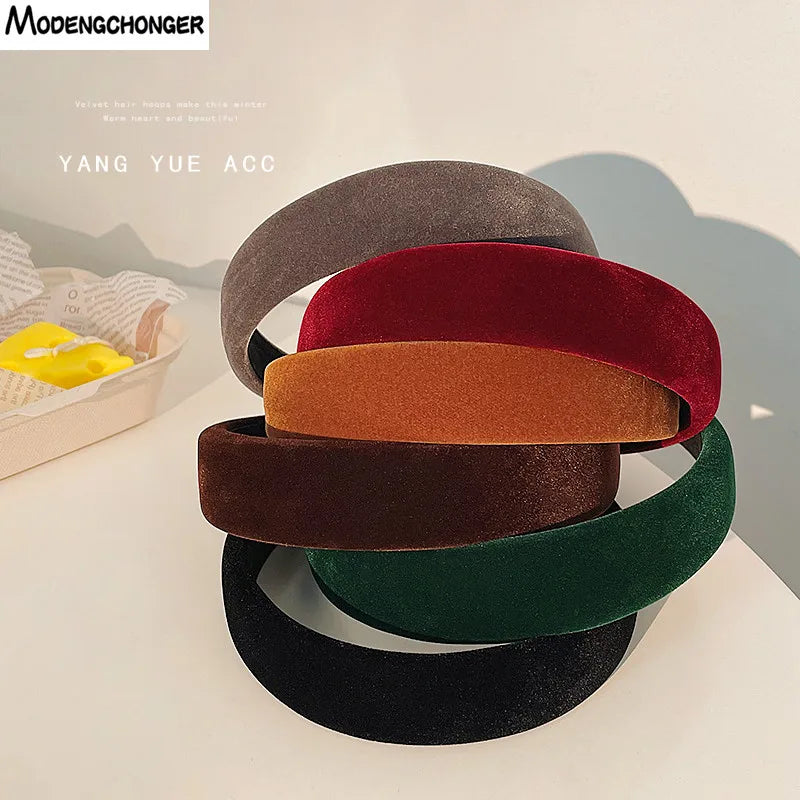 Winter Thick Headbands for Women Velvet Sponge Hairband Girls Wide Hair Bezel  Elasticity Padded Headwear Hair Accessories
