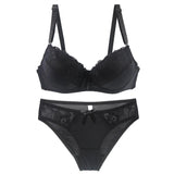 2021 New Women Push Up Bra Sets Intimates Lace Thongs Underwear Solid Bow 70-105 BCDE Cup Female Plus Size Lingerie