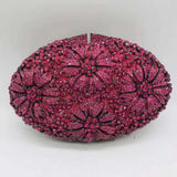 Gold Diamond Flower Evening Clutch Purse Oval Shape Rhinestone Crystal Wedding Bridal Clutches Luxury Phone Handbags