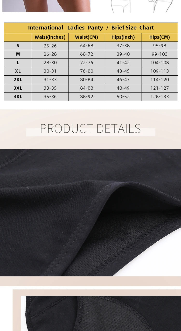 4-Layer Leakproof Menstrual Period Panties Fast Absorbent Underwear Sexy Lace Women Menstrual Briefs Plus Size Lingerie 5XL 6XL