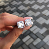 Huitan Bright White/Yellow/Pink CZ Stud Earrings for Women Fashion Contracted Jewelry High Quality Wedding Engagement Earrings