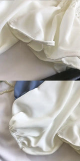 Youth Elegant Blouse Women Chiffon Fashion Blouse Off Shoulder White Shirt Ruffle Puff Sleeve Top Office wear 2022