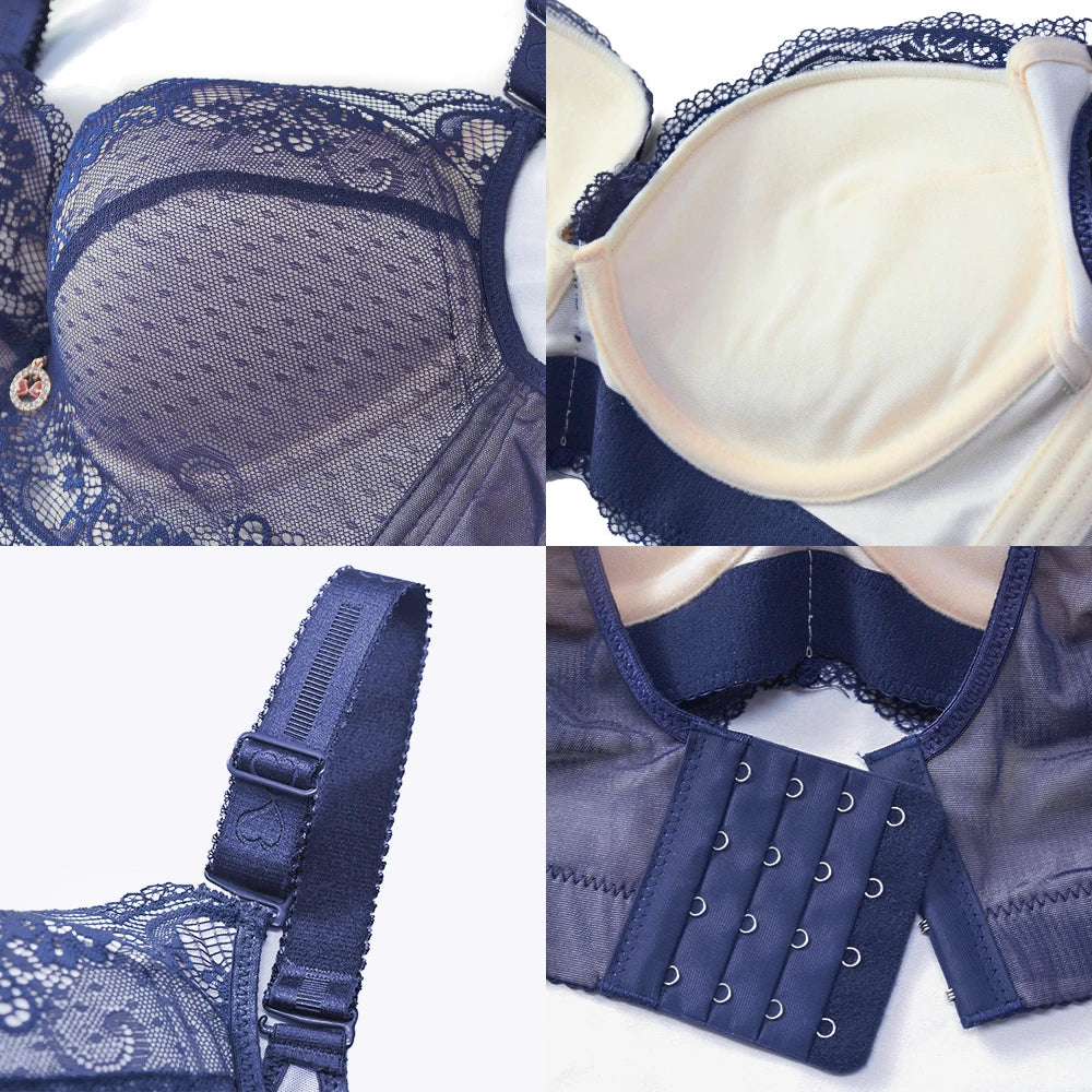 FallSweet Push Up Padded Bras for Women Lace Plus Size Bra Add Two Cup Underwire Brassiere A B C Cup Sexy Female Lingerie