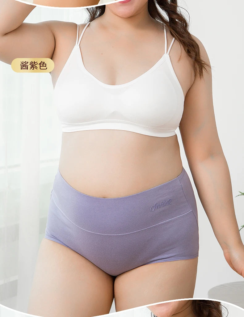 4Pcs/Set High Waist Cotton Panties Women Body Slimming Underwear Solid Briefs Plus Size Underpants Female Breathable Lingerie