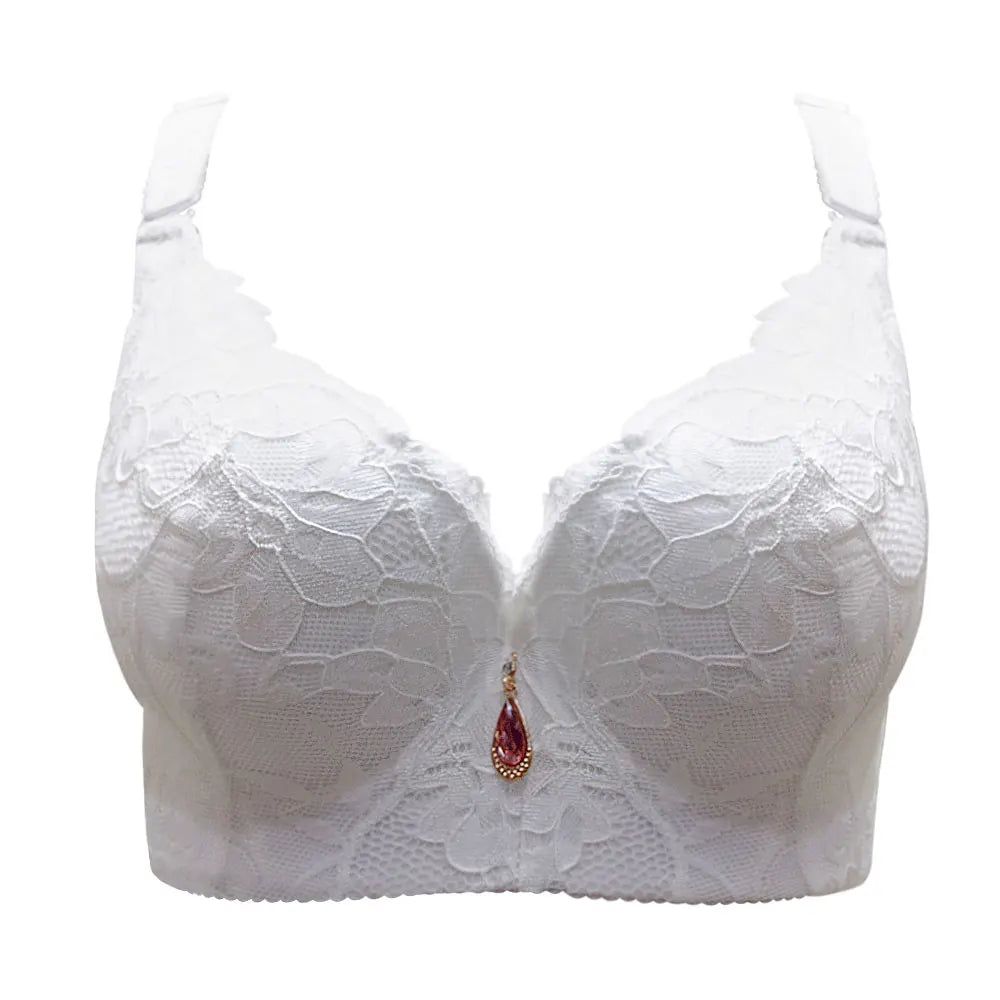 FallSweet Push Up Lace Bras for Women Sexy Plus Size Brassiere Comfort Underwear Female Wide Straps on the Back Sutian Feminino