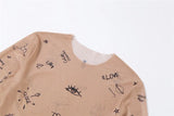 Sexy tight-fitting one-piece Top Women Long-Sleeved Bodysuits O-Neck Basic Party Wear Print Summer Wild Slim Bodysuits