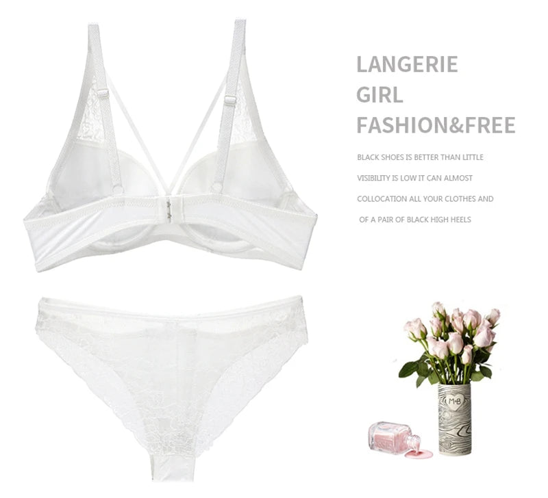 2021 New Sexy Women BCD Cup Bra Sets Lace Thong Hollow Out Underwear Panties Intimante Brief Female Girls Lingerie