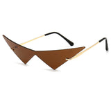OEC CPO Oversized Cat Eye Rimless Sunglasses Women Fashion One Piece Lens Sun Glasses Female Trend Triangle Eyewear Men UV400