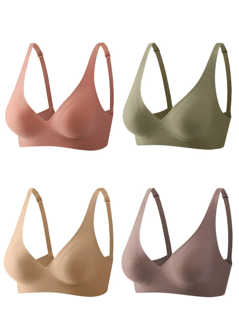 FINETOO Soft Wireless Bra Women Deep V Bras Sexy Bralette Padded Bra S-XL Female Seamless Underwear Comfortable Ladies Lingerie