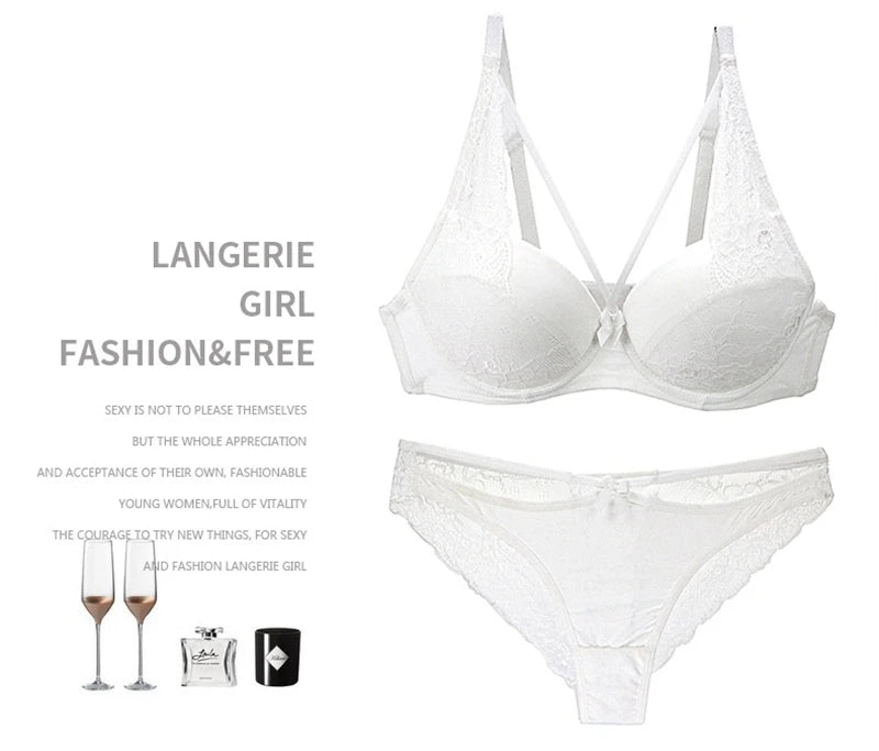 2021 New Sexy Women BCD Cup Bra Sets Lace Thong Hollow Out Underwear Panties Intimante Brief Female Girls Lingerie