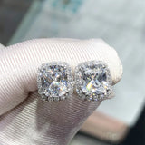 Huitan Bright White/Yellow/Pink CZ Stud Earrings for Women Fashion Contracted Jewelry High Quality Wedding Engagement Earrings