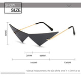 OEC CPO Oversized Cat Eye Rimless Sunglasses Women Fashion One Piece Lens Sun Glasses Female Trend Triangle Eyewear Men UV400