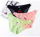 Meet'r Women Sexy Lace Lingerie Temptation Low-waist Panties Fruit Ins Embroidery Transparent Briefs Seamless Sweet Underwear
