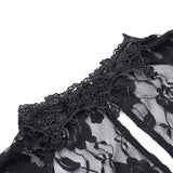 AltGoth Aesthetic Gothic Midi Dress Women Vintage Elagnt Lace Patchwork See Through Flare Sleeve High Waist Clubwear Dress Femme
