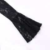 AltGoth Aesthetic Gothic Midi Dress Women Vintage Elagnt Lace Patchwork See Through Flare Sleeve High Waist Clubwear Dress Femme