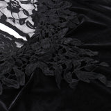 AltGoth Aesthetic Gothic Midi Dress Women Vintage Elagnt Lace Patchwork See Through Flare Sleeve High Waist Clubwear Dress Femme