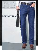 Men Fashion Straight Jeans Men 2026 New Stretch Slim Fit Pants Comfortable Soft Business Denim Trousers Male Brand Clothing