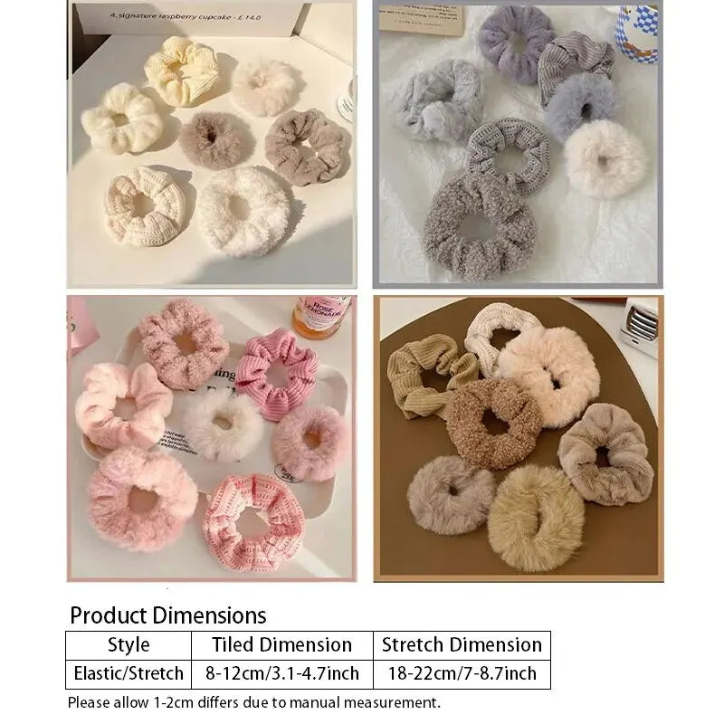 7/21 Pcs/Set Women Hair Scrunchies Set Plush Solid Hair Band for Girls Ponytail Holder Rubber Bands Hair Ties Hair Accessories
