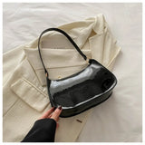 HOMEFISH PU Leather Underarm Bag Solid Color Women Fashion Daily Commuter Shoulder Bag Versatile Mini Handbag for Shopping