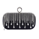 @Luxury Evening Clutch Bag Wedding Rhinestone Tassel Handbag Silver Purse Party Shoulder Bag for Women Fashion Black Bag