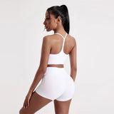 Solid Color Y Shape Line Women Fitness Sport Bra Top Soft Tight Comprehensive Training Jogging Gym Yoga Underwear With Chest Pad