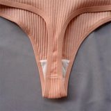 3 Pcs Seamless Ladies Ribbed Cotton Thong Simple Women's Low Waist Bikini Briefs Sports Girls Underwear Plus Size