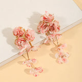 Chiffon flower multi-layer earrings, summer beach vacation style exaggerated earrings design, light luxury, niche