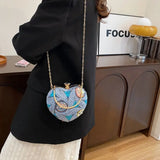 Wrist Bag Glitter Sequin Evening Banquet Bag Embroidery Elegant Heart Shape Handbag Sweet Large Capacity Ladies Clutch Bag Party