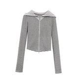 Tonngirls Y2k Japanese Hoodies Women Long Sleeve Striped Sweatshirt Streetwear American Striped Hoodies With Zipper E-girls