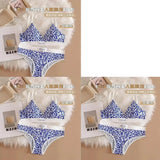 1/3/8Pcs Seamless Bra Set Low Waist Panties Leopard Bralette Sexy Lingerie Set Vneck Sport Brassiere Female Cotton Underwear Set