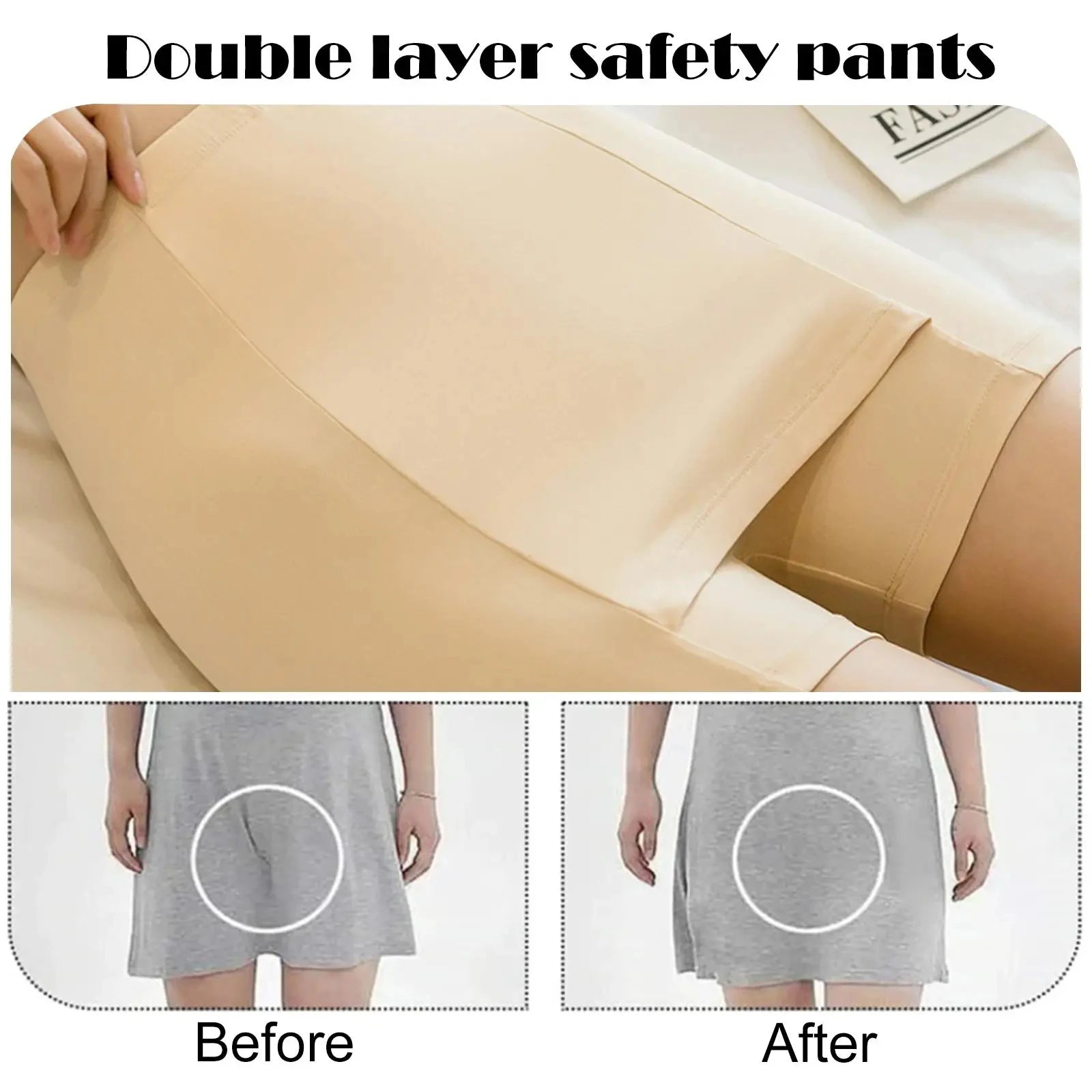 Double Layer Safety Panties For Girls Women Boxer High Waist Protective Shorts Under the Skirts Summer Dress Underwear