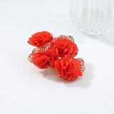 Chiffon flower multi-layer earrings, summer beach vacation style exaggerated earrings design, light luxury, niche