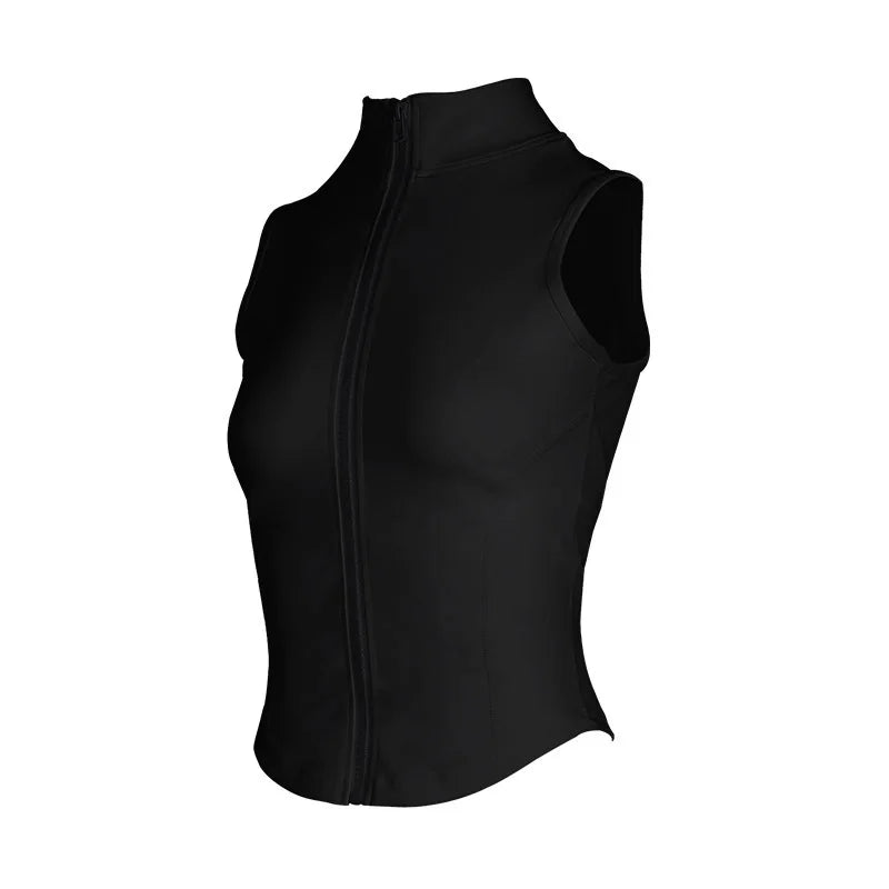 Zip Up Training Vest, Sleeveless Quick Dry Top for Gym, Running & Yoga, Casual Outer Wear