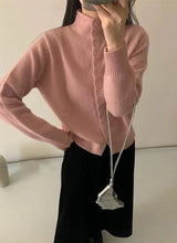 New Soft Comfortable Stand-Up Collar Sweater Cardigan Women Simple Single Breasted Cardigans Coat Autumn Solid Knitted Outerwear