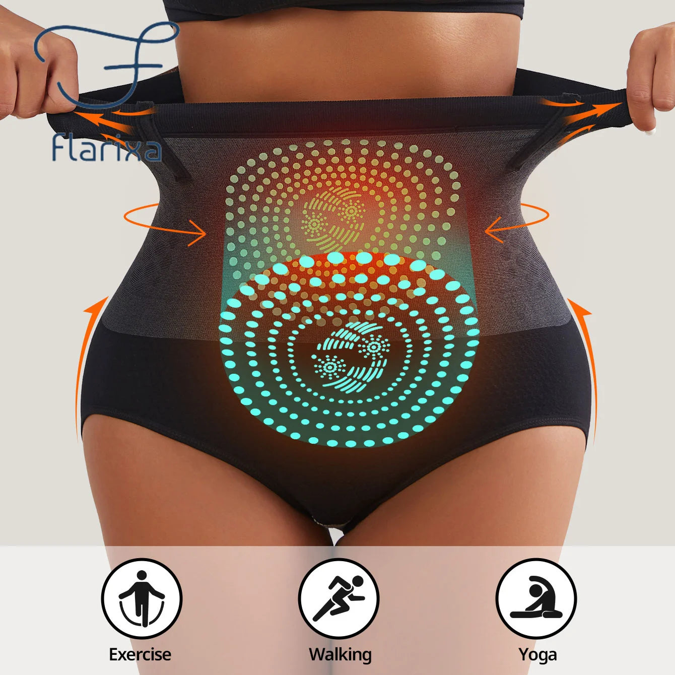 Flarixa 1/2/3Pcs Seamless Women's High Waist Abdomen Control Panties Magnetic Therapy Warm Uterus Underwear Body Shaping Briefs