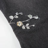 Weekeep Floral Embroidery Jeans Vintage 2000s Low Rise Flared Jeans Women Retro y2k Baggy Denim Pants High Street Basic Trousers
