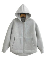 HH 2026 Casual Women's Soild Zipper Hoodie Long Sleeve Big Pocket Zipper Jacket With Hood Female Loose Outerwear Coat Tops