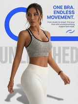 Women's Seamless Sports Bra Set, 3 Colors Racerback Workout Yoga Top with Back Cutout, Breathable Gym Fitness Crop Top