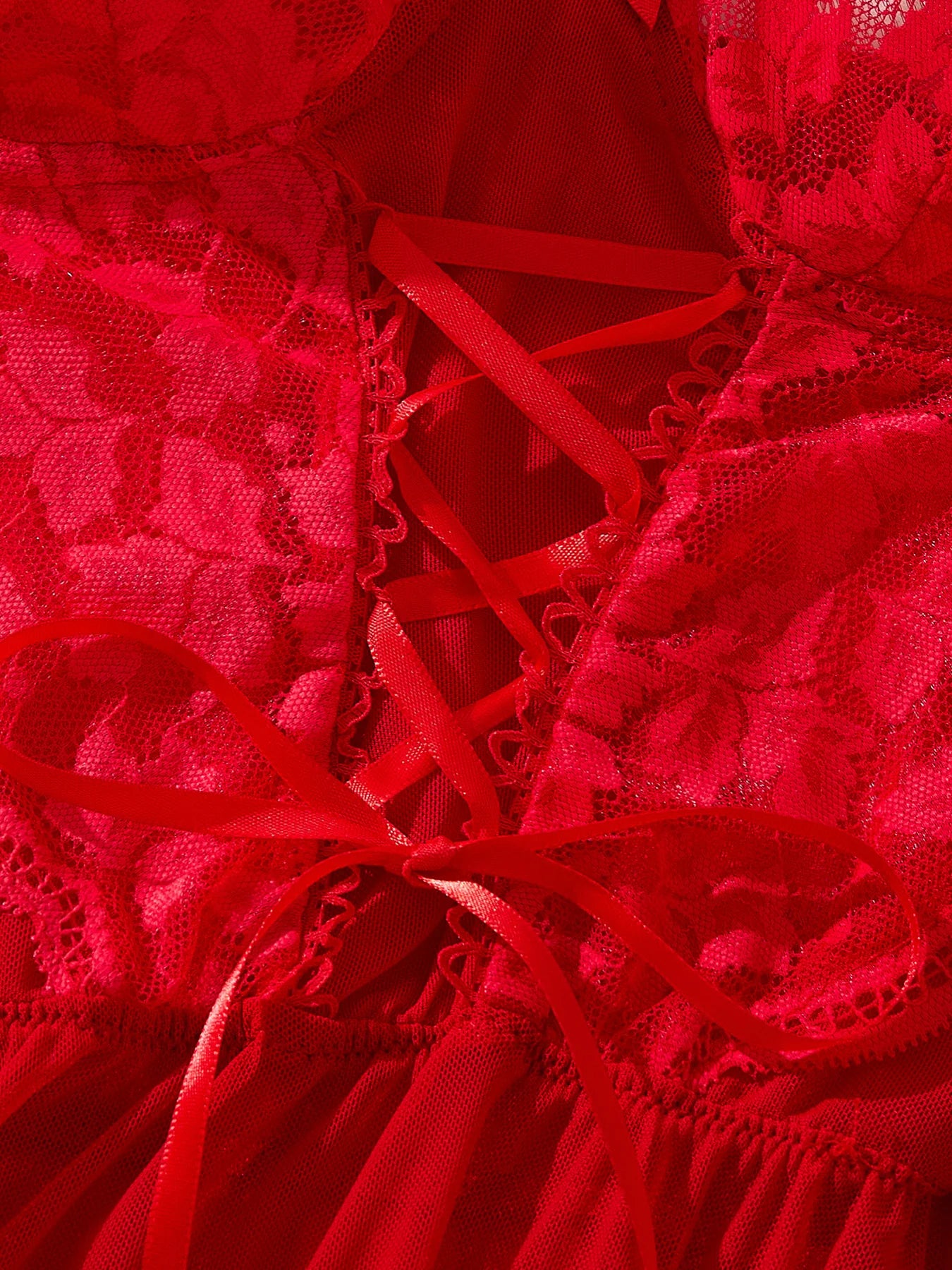 Sexy Bra And Garter Belt Lingerie Hot Red Babydoll Dress Erotic Women Exquisite 3-Piece Sets Thong Nightgown Set With Leg Rings