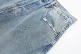 HH 2024 Women's Street Fashion Denim Blue Jeans Distressed Patchwork High Waist Zipper Fly Ripped Retro Long Pants