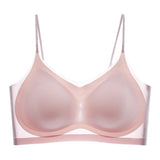 Ultra-Thin Breathable Ice Silk Top Bra Women's Seamless Back Halter Vest Wrap Bra Small Chest Together