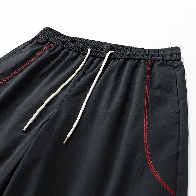 Unisex 2‑Pieces Tracksuit Set Color Contrast Stitching Stand Collar Zip‑Up Jacket Wide Leg Pants Windproof Outdoor Hiking Set