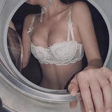 Women Bras Sexy Lace Half Cup Push Up French Style Lingerie Soft Deep V Top Breathable Back Closure Thin Bralette Ropa Mujer