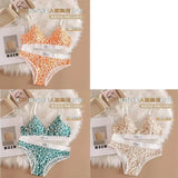1/3/8Pcs Seamless Bra Set Low Waist Panties Leopard Bralette Sexy Lingerie Set Vneck Sport Brassiere Female Cotton Underwear Set