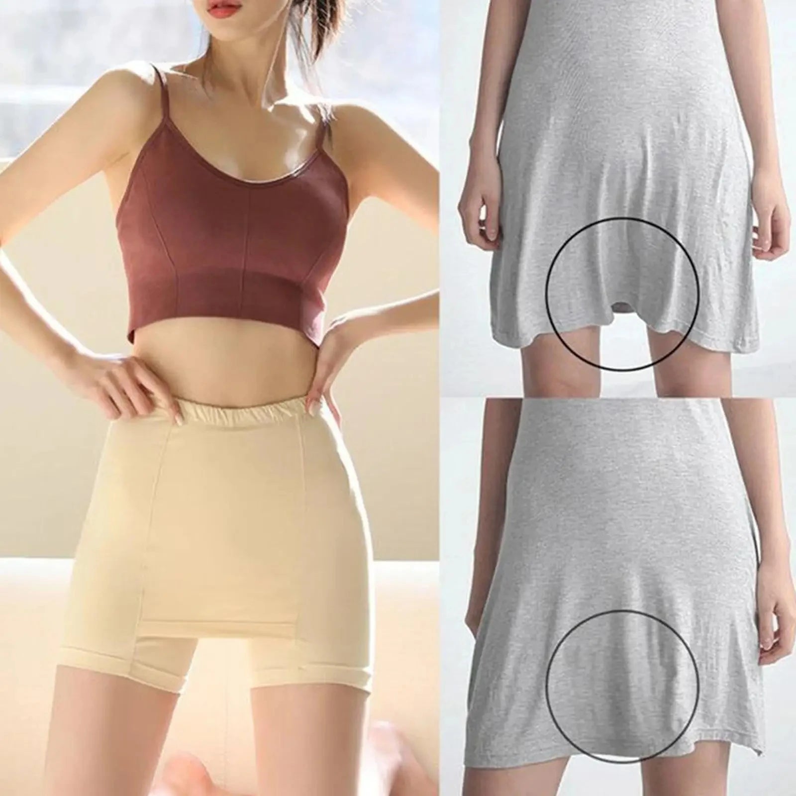 Double Layer Safety Panties For Girls Women Boxer High Waist Protective Shorts Under the Skirts Summer Dress Underwear