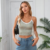 Hugcitar Leopard Print Slips Bows Patchwork Lace Sexy Slim Crop Camis Top Summer Fashion Women Y2K Outfits Festival Party